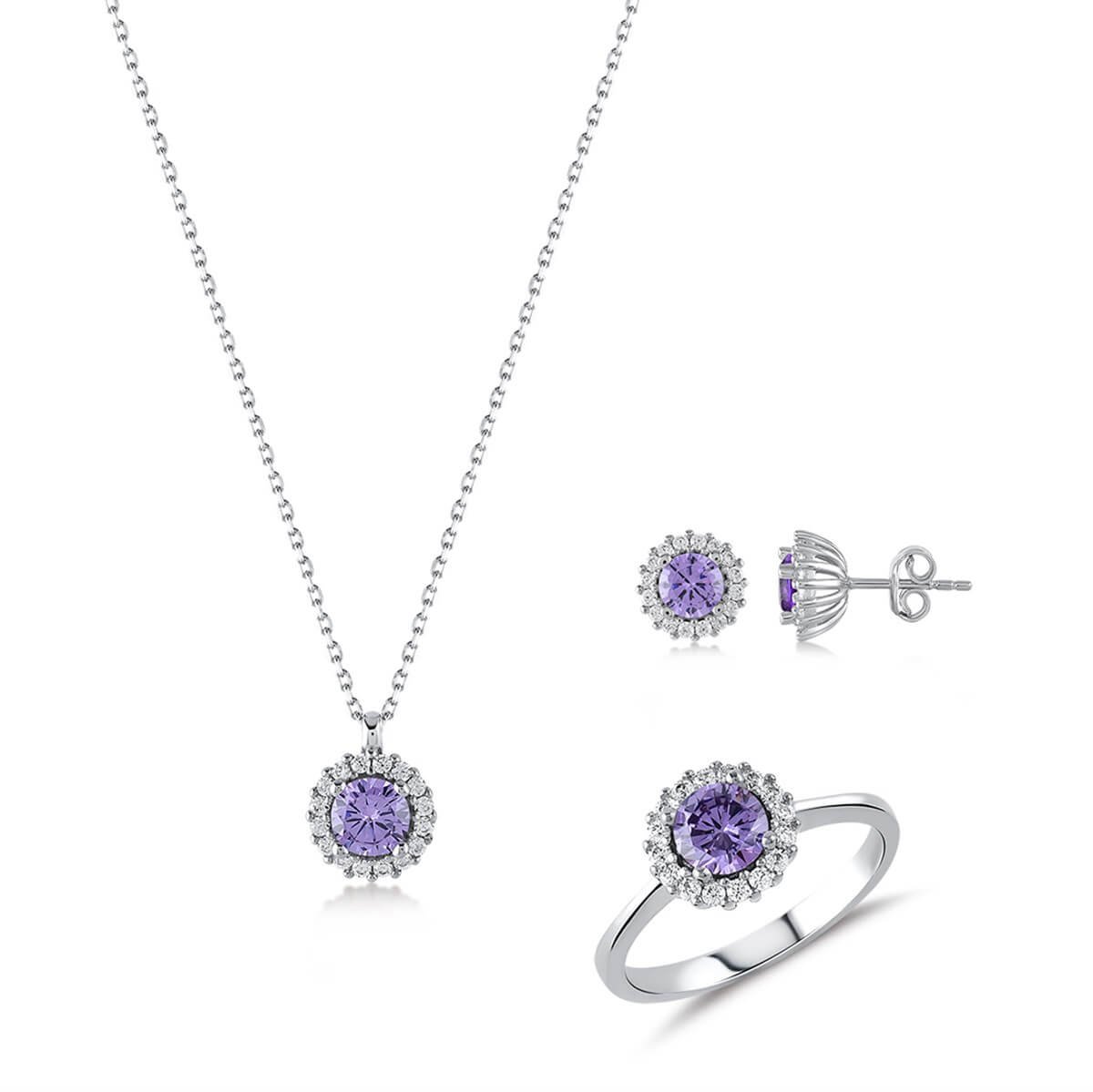 Kenar Taşlı Gümüş Fantezi Set