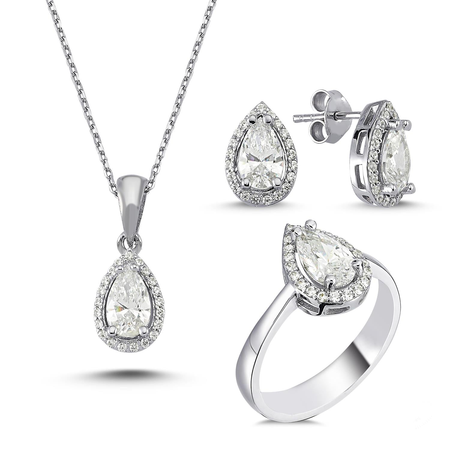 Kenar Taşlı Gümüş Set 