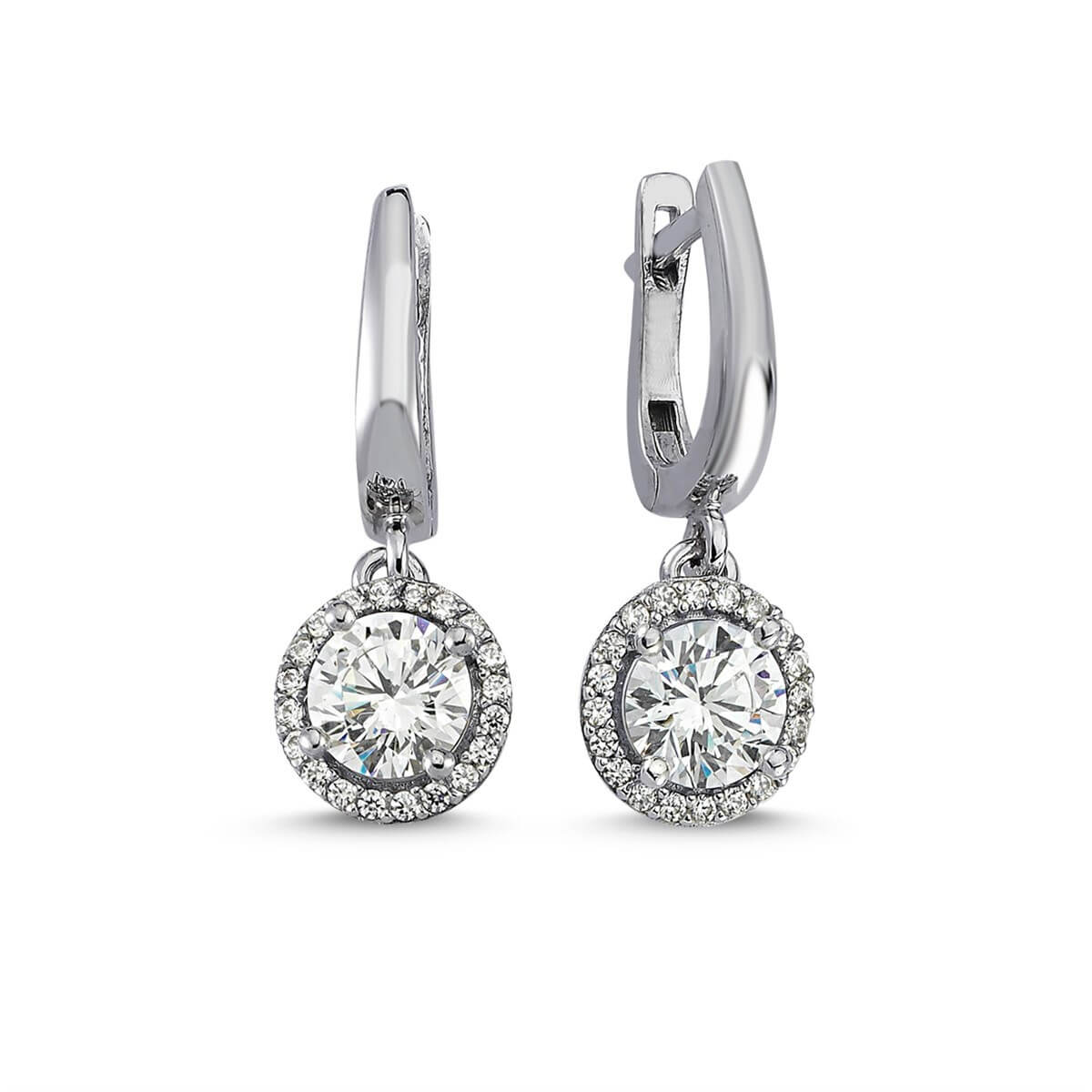 Kenar Taşlı Gümüş Swarovski Taşlı Küpe