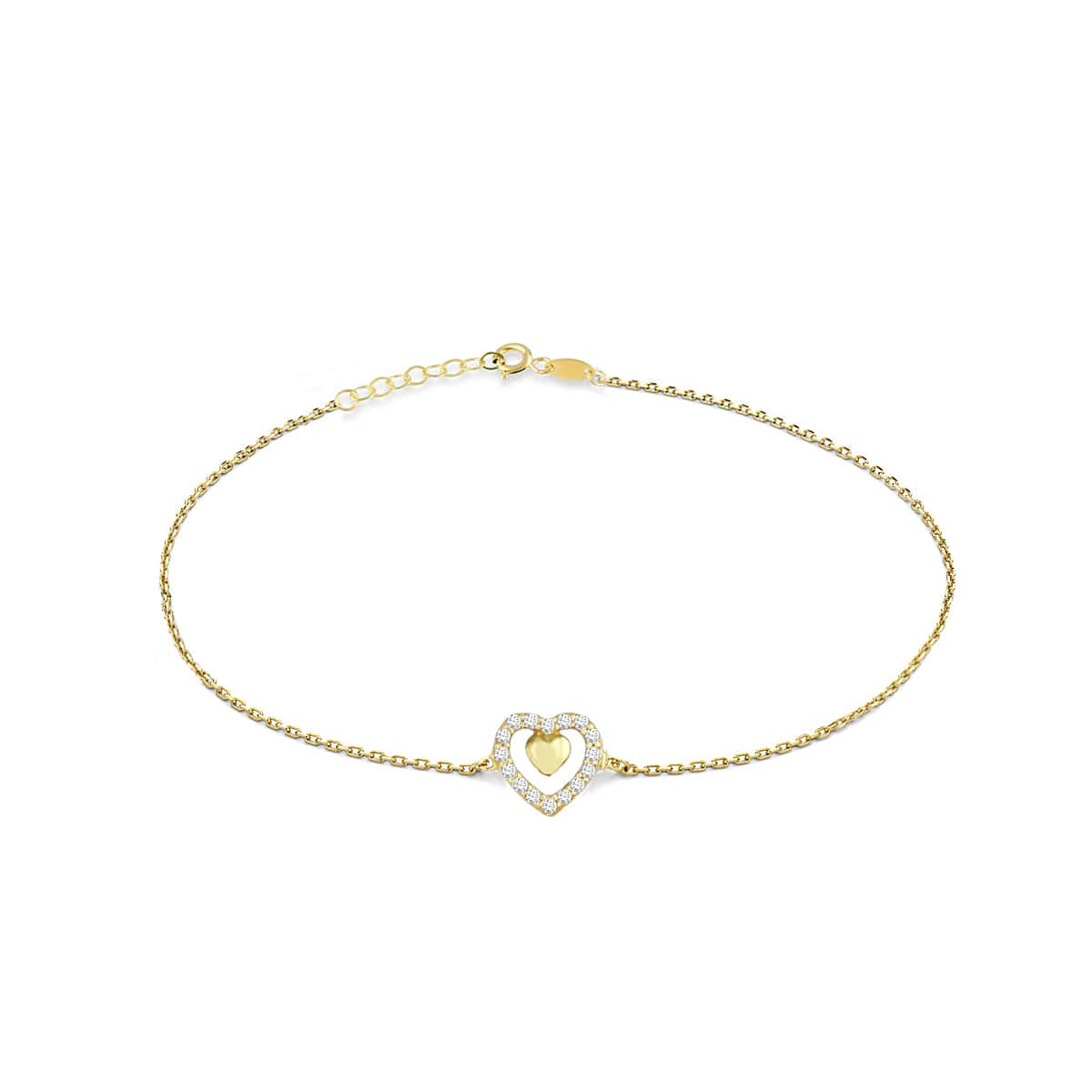 Kenar Taşlı Kalpli Altın Bileklik BLMA 115 01 05 00