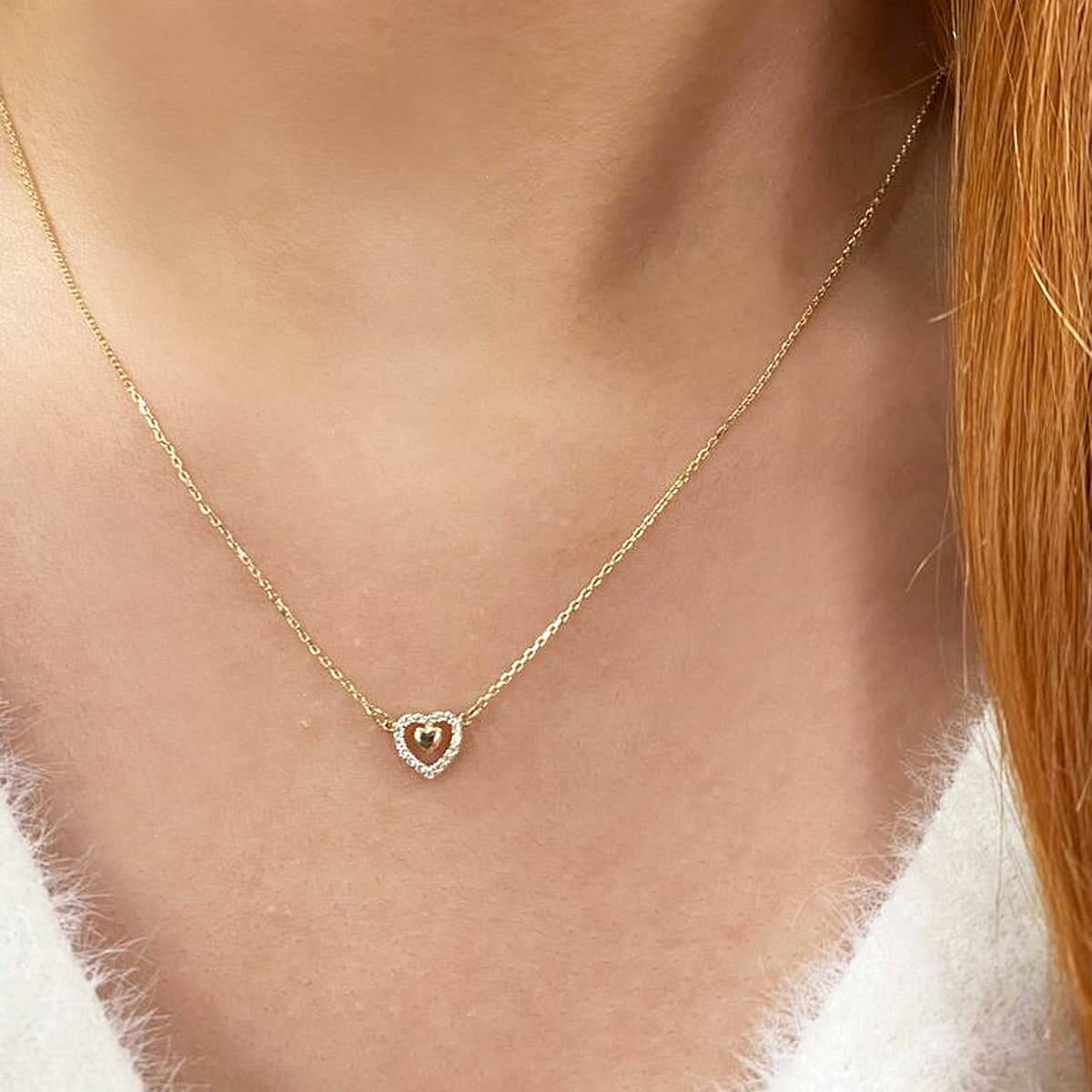 Kenar Taşlı Kalpli Altın Set MA 115 01 05 00