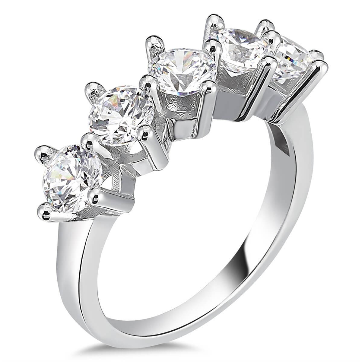 Swarovski Zirkon Taşlı  Gümüş Beştaş Yüzük