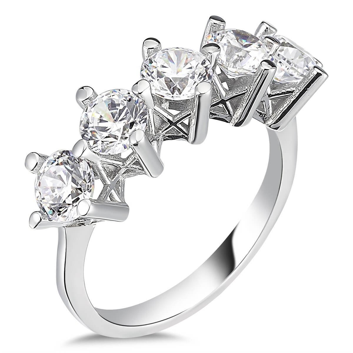 Swarovski Zirkon Taşlı  Gümüş Beştaş Yüzük
