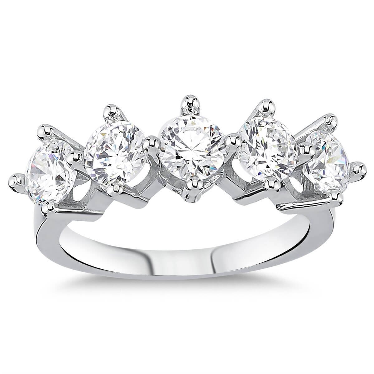 Swarovski Zirkon Taşlı  Gümüş Beştaş Yüzük