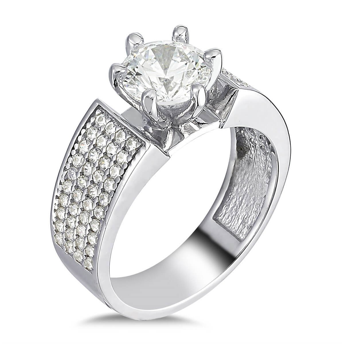 Swarovski Zirkon Taşlı  Gümüş Tektaş Yüzük