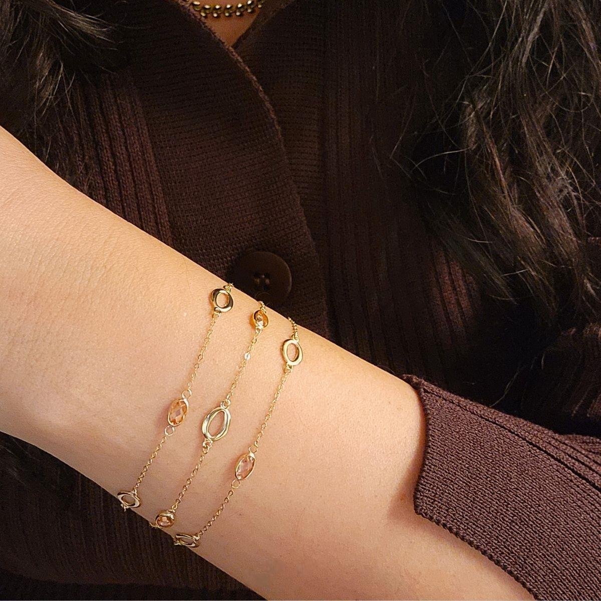 Taşlı Altın Fantazi Altın Bileklik 