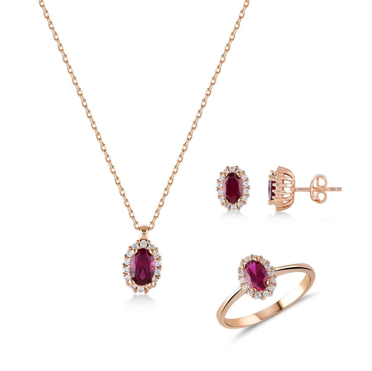 Taşlı Gümüş Fantezi Set
