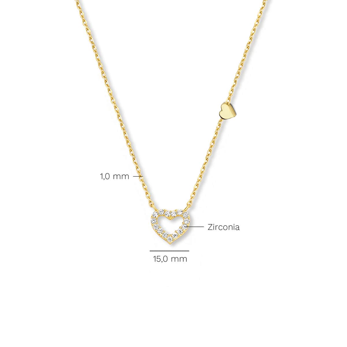 Taşlı İkili Kalp Altın Kolye KLTA 119 01 05 00