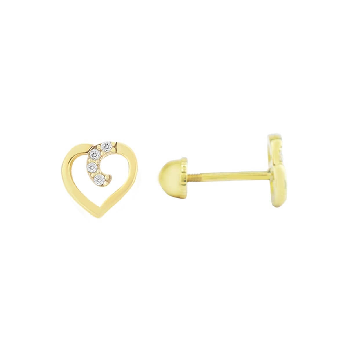 Taşlı Kalp Tragus Piercing Altın Küpe KPA 182 01 05 00