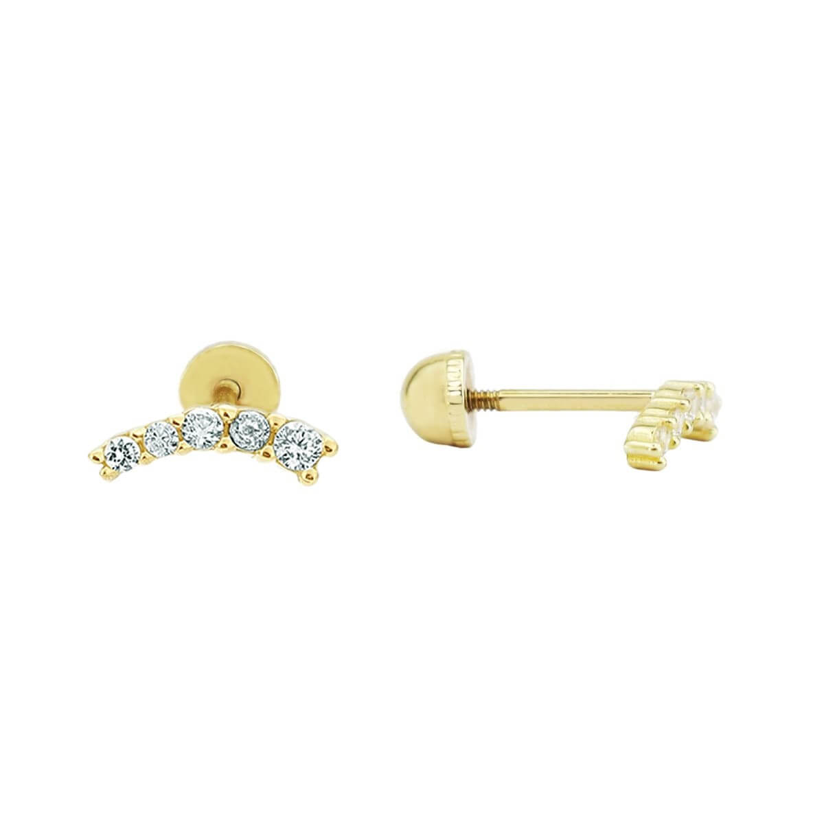 Taşlı Kare Tragus Piercing Altın Küpe KPA 181 01 05 00