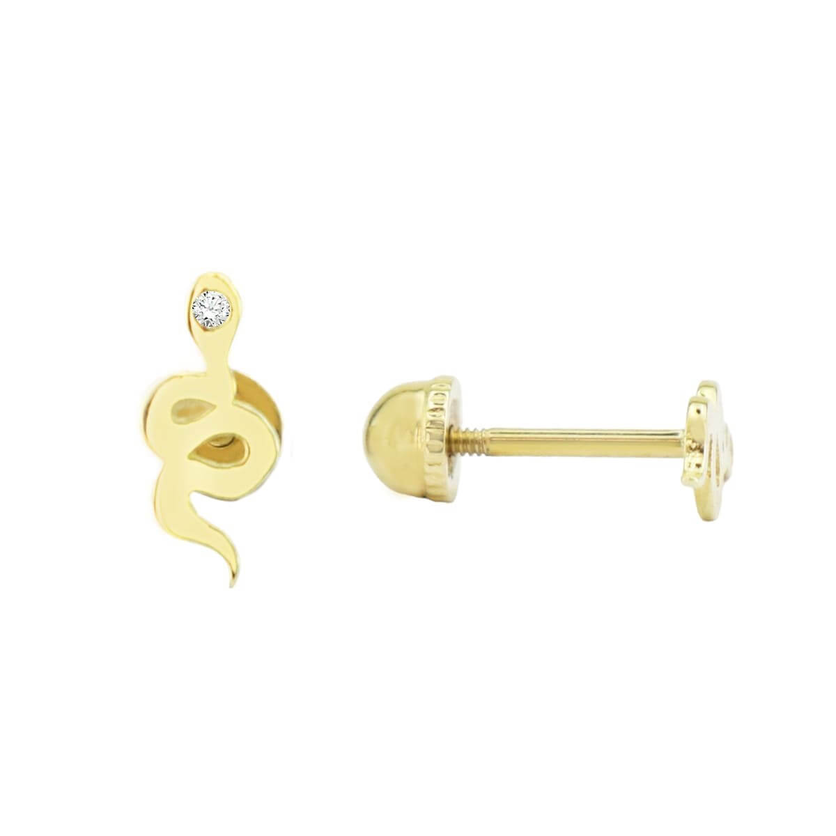 Tek Taşlı Yılan Tragus Piercing Altın Küpe KPA 174 01 05 00