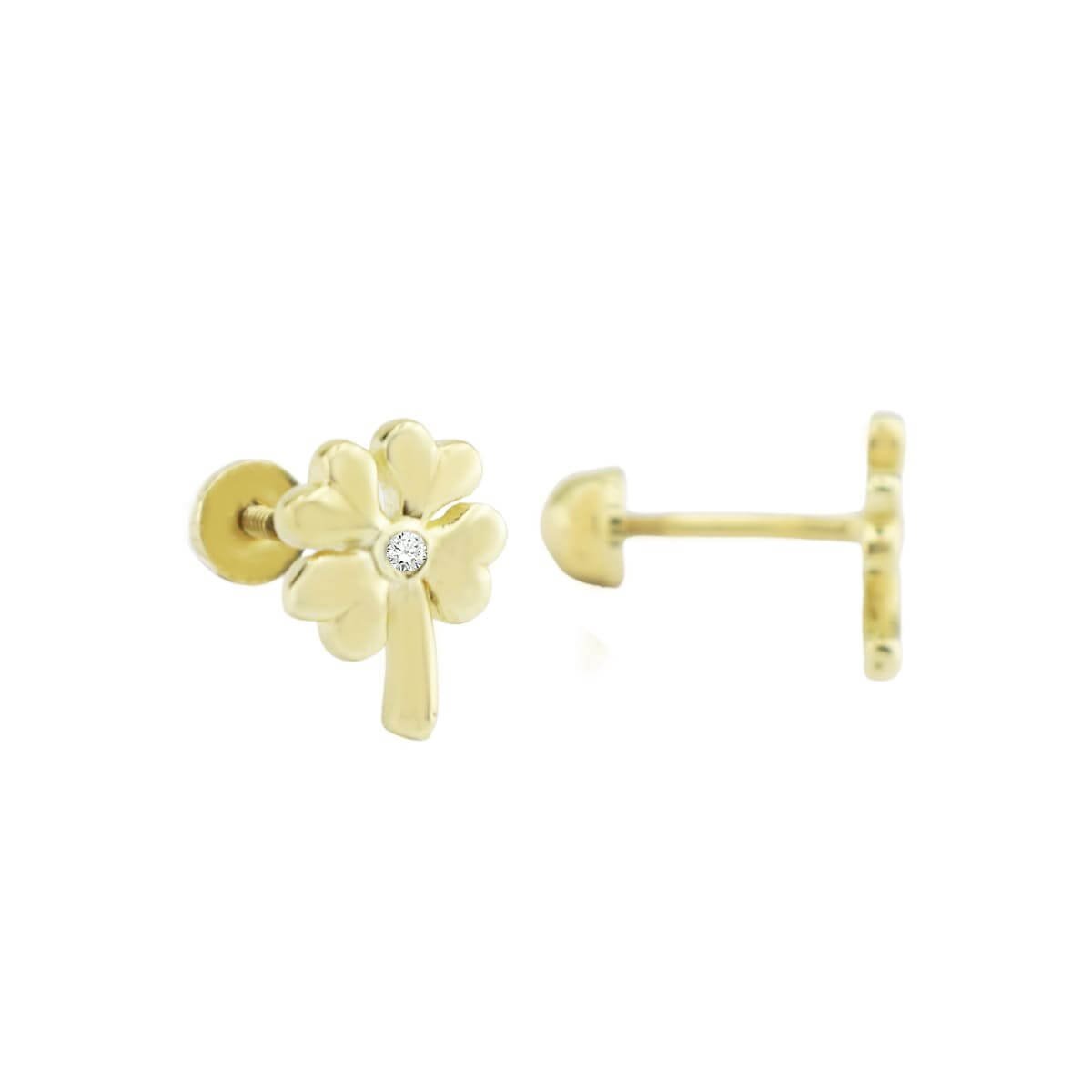 Tek Taşlı Yonca Tragus Piercing Altın Küpe KPA 176 01 05 00