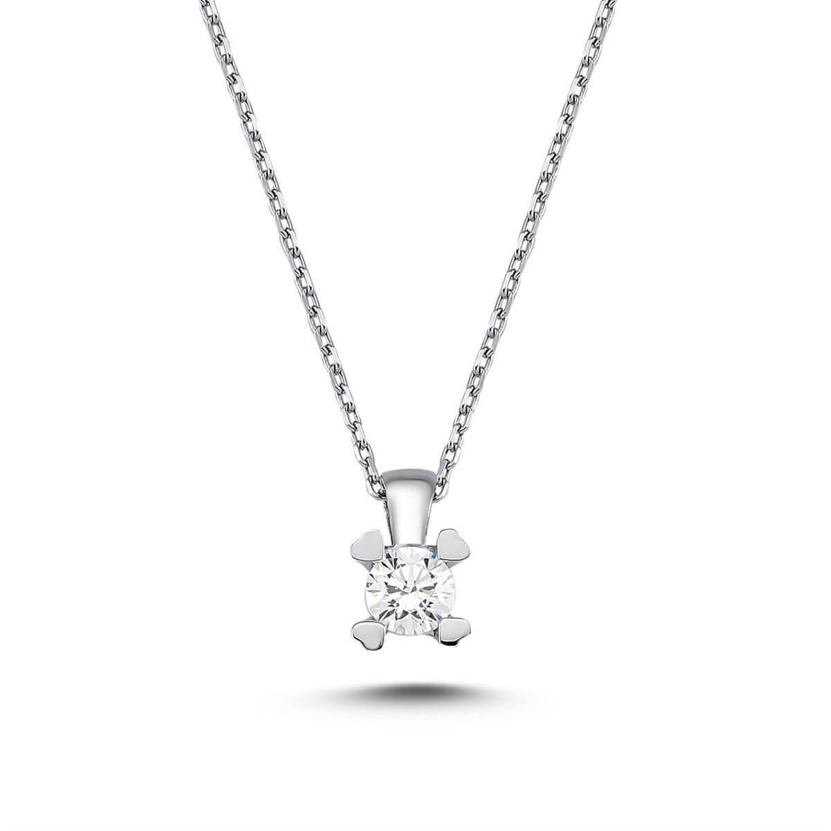 Tektaş Gümüş Swarovski Taşlı Kolye