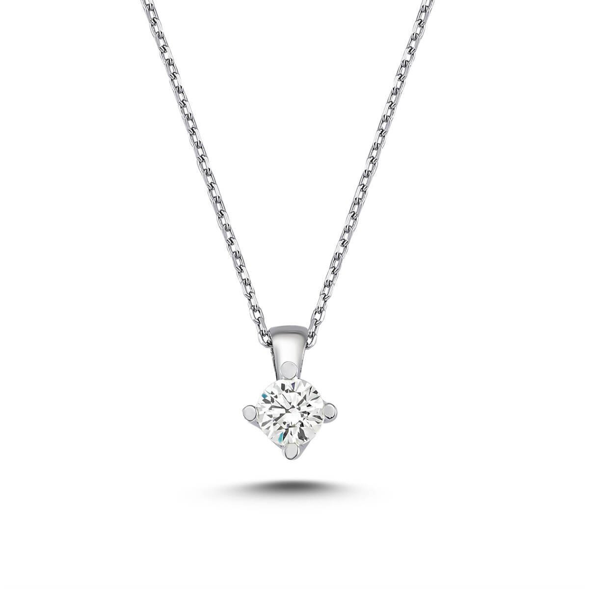Tektaş Gümüş Swarovski Taşlı Kolye