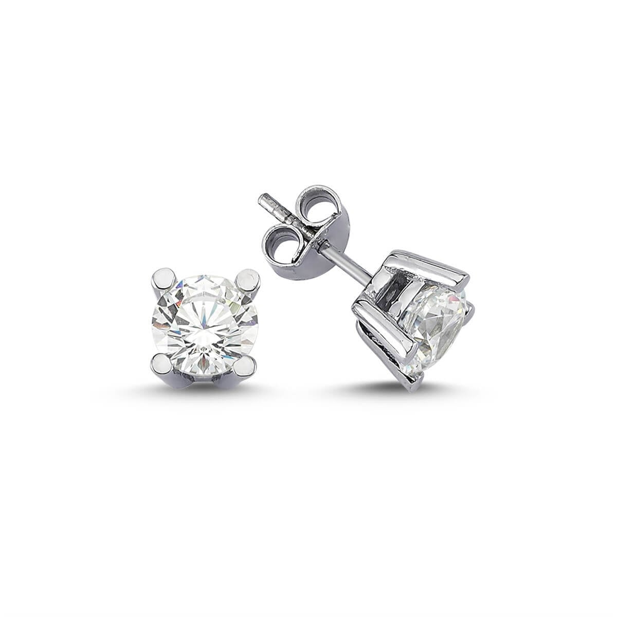Tektaş Gümüş Swarovski Taşlı Küpe