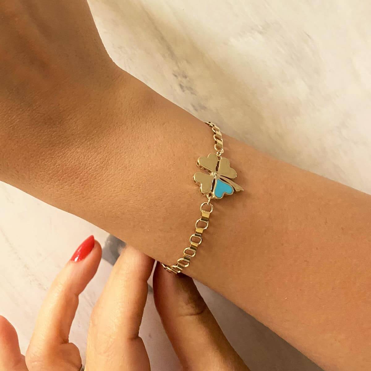 Turkuaz Yonca Altın Bileklik BLA 123 01 03 00