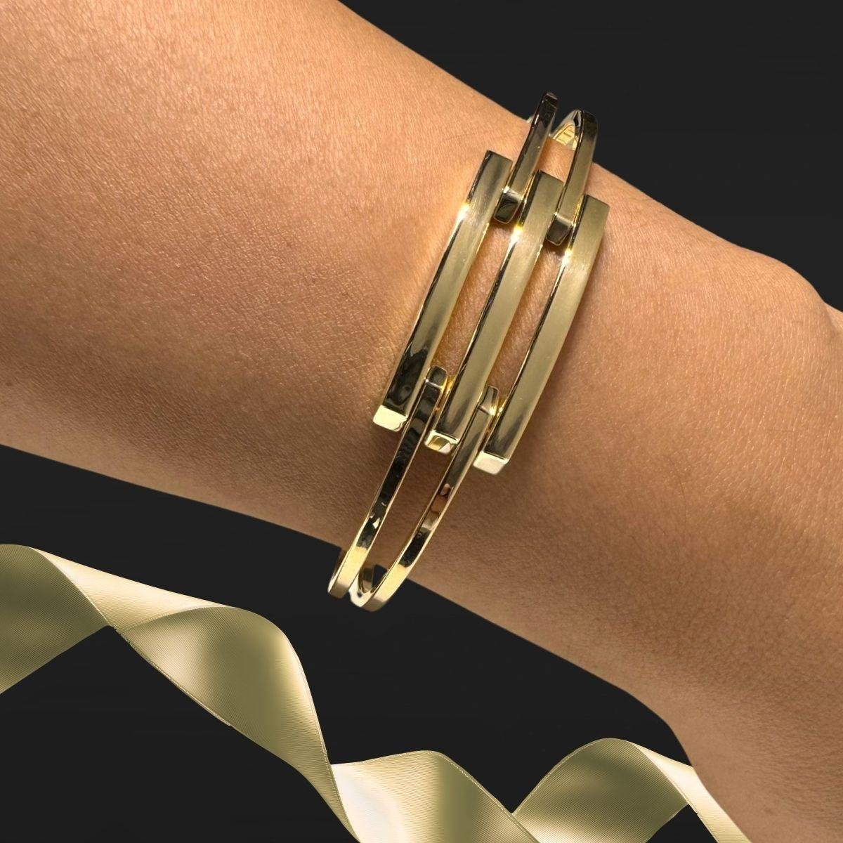 Üç Sıralı Altın Kaburga Bilezik Kelepçe