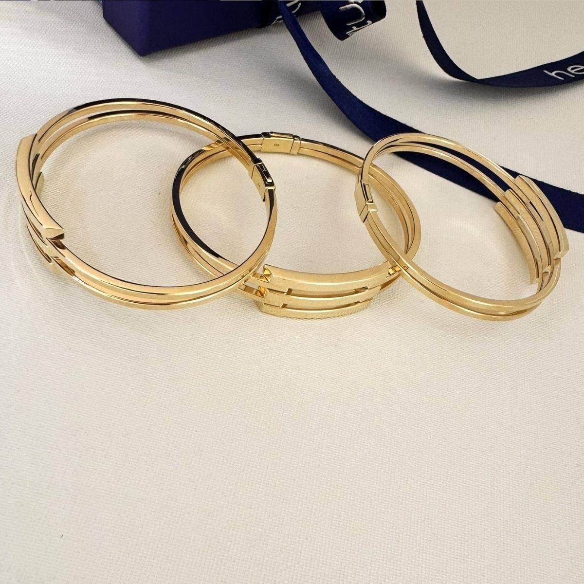 Üç Sıralı Altın Kaburga Bilezik Kelepçe