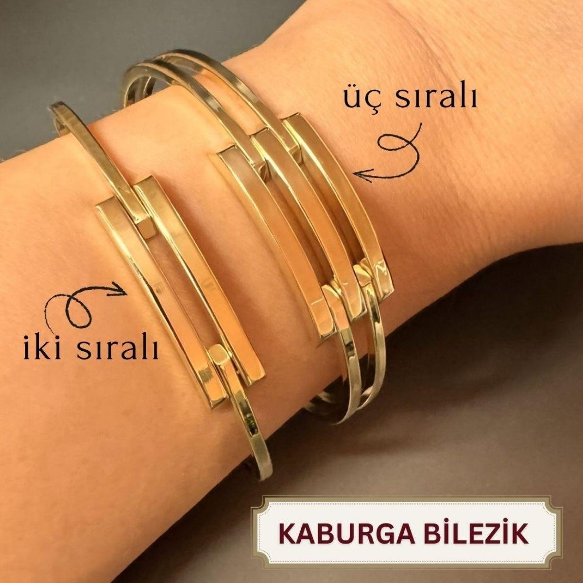 Üç Sıralı Altın Kaburga Bilezik Kelepçe