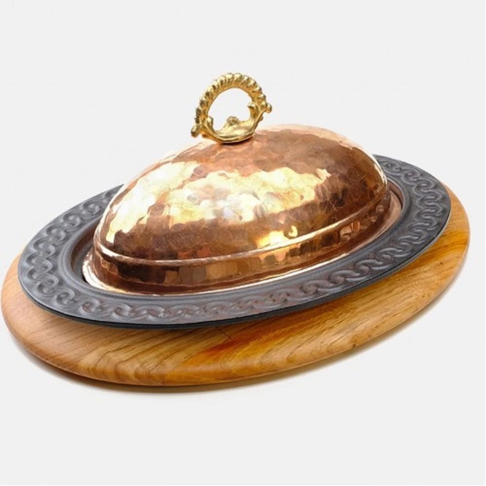 LAVA OVAL SERVİS TABAK 28X20CM+BAKIR KAPAK+AH. ALT