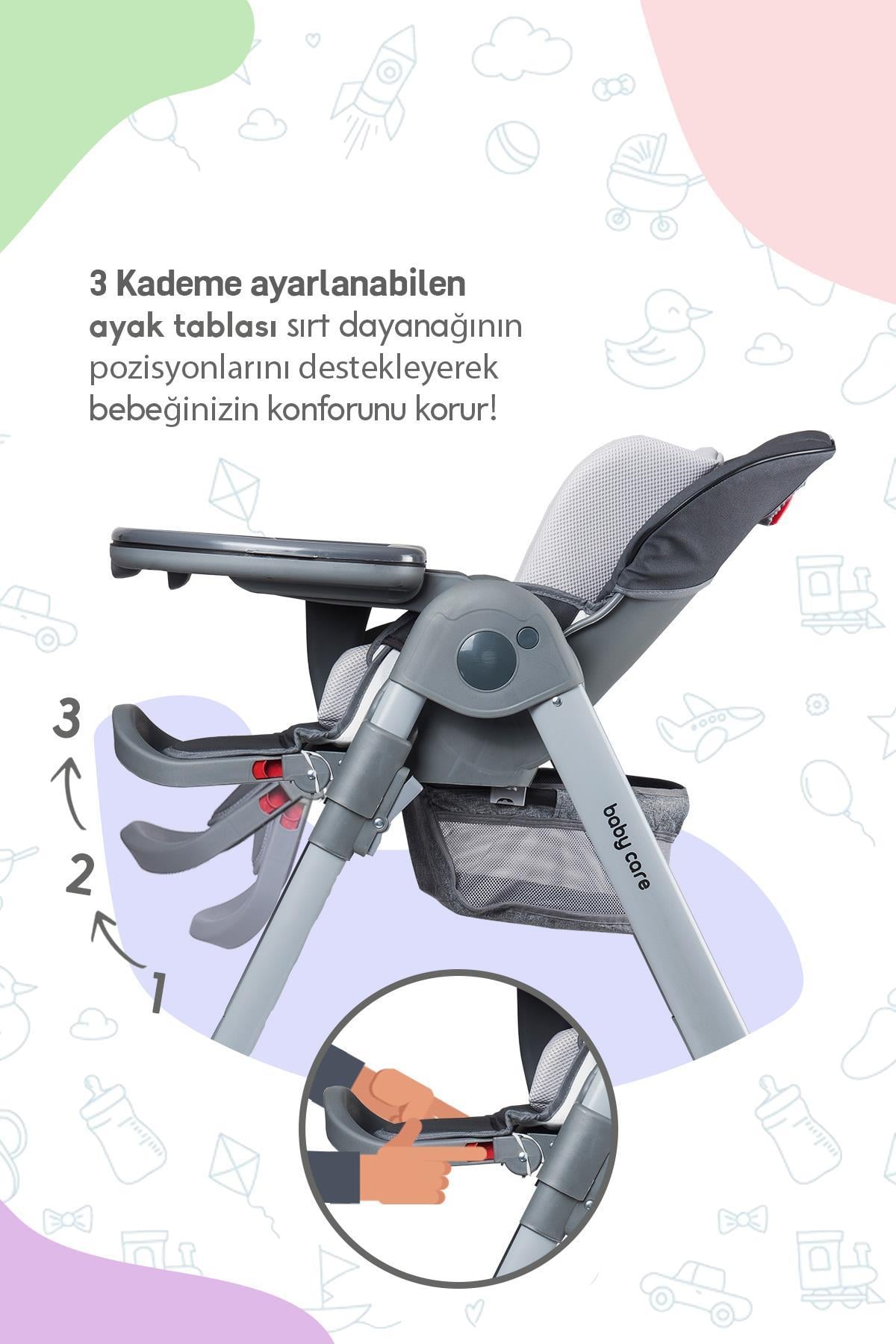 BABY CARE BC 511 MAMA SANDALYESİ FLEX GRİ 