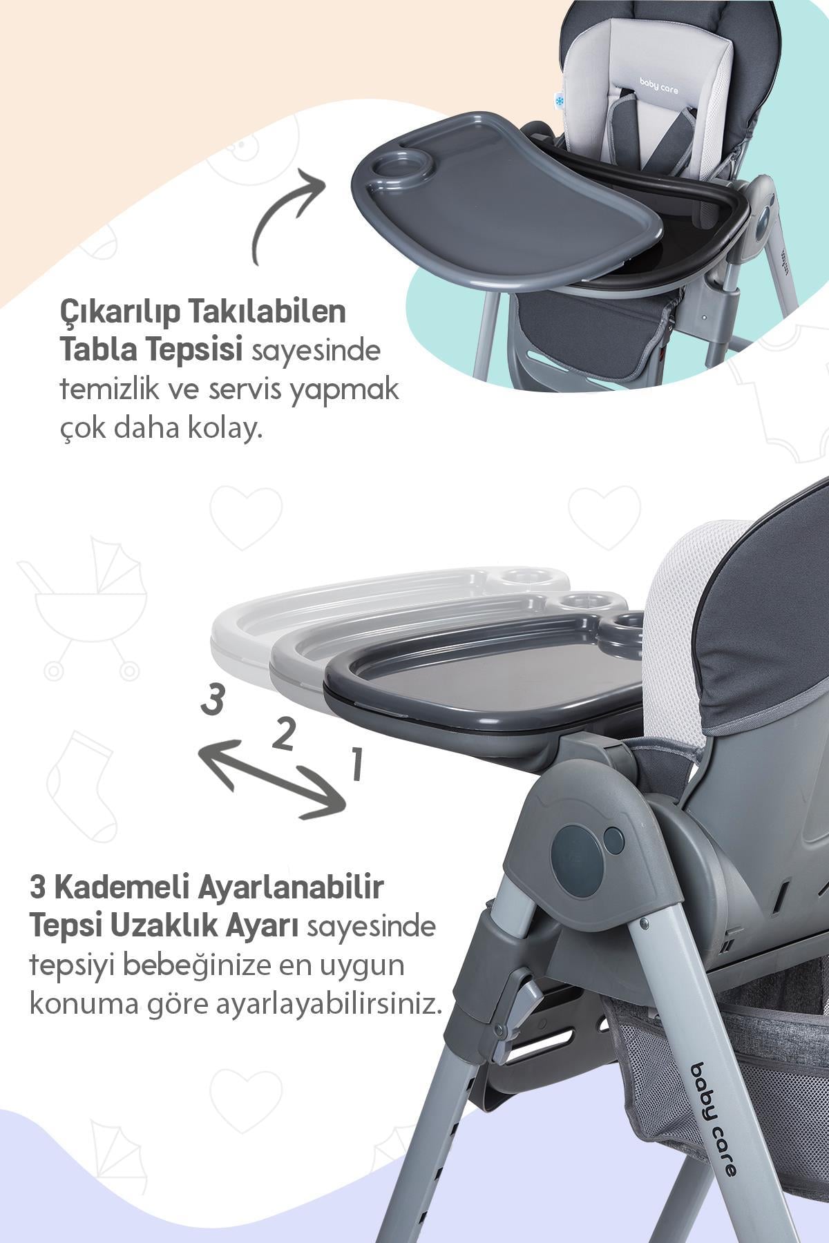 BABY CARE BC 511 MAMA SANDALYESİ FLEX GRİ 