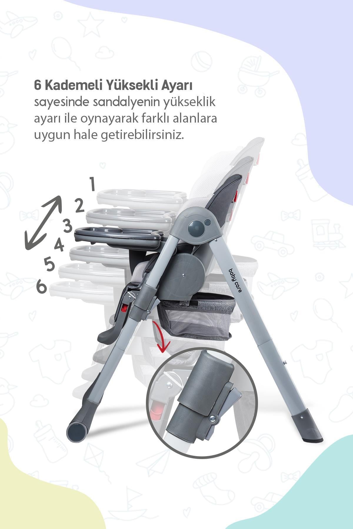 BABY CARE BC 511 MAMA SANDALYESİ FLEX GRİ 