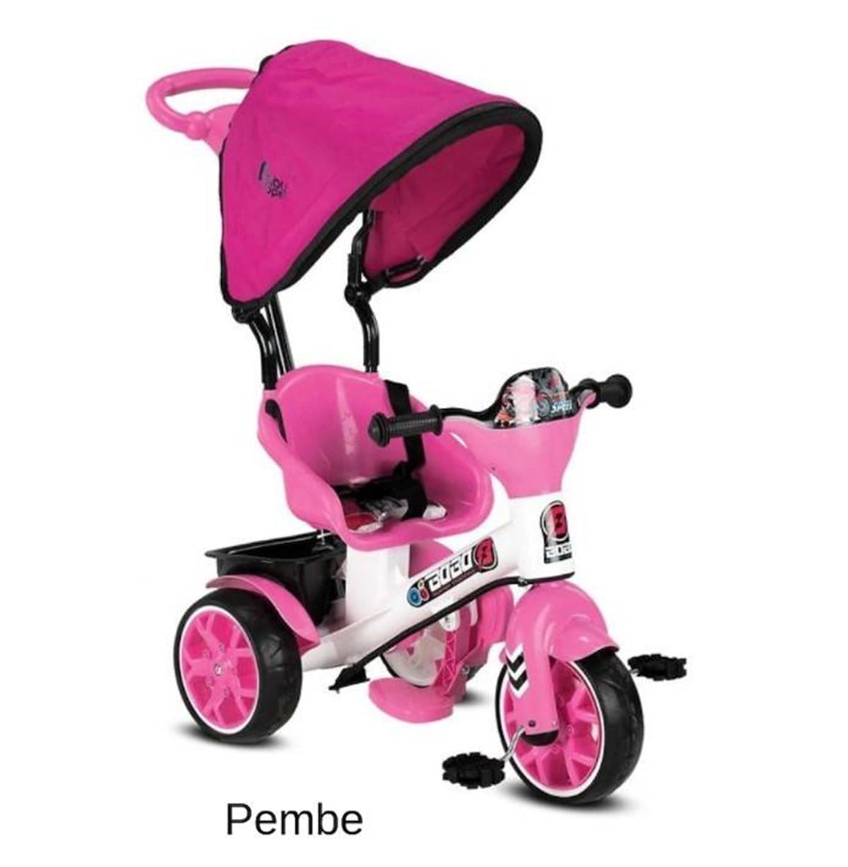 Babyhope 121 Bobo Speed Tenteli Kontrollü 3 Tekerlekli Bisiklet Pembe