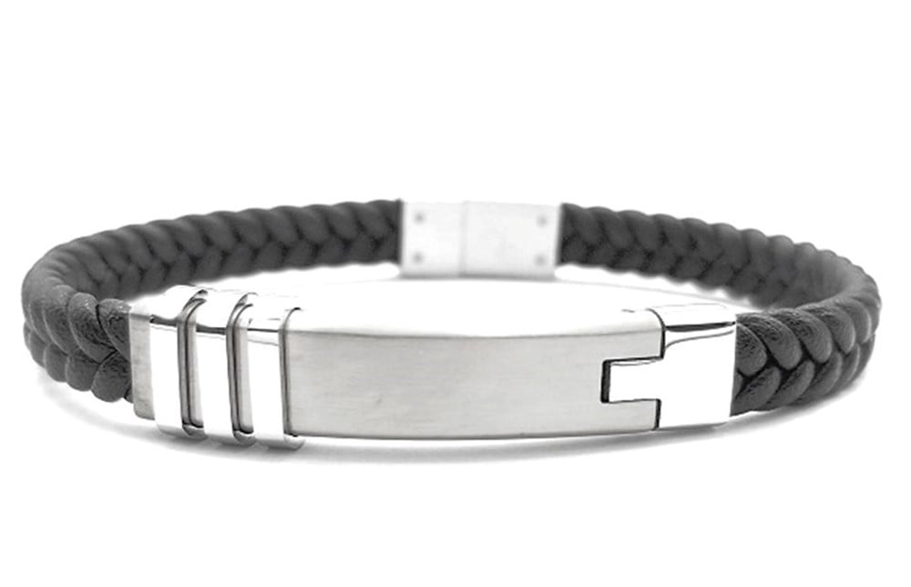 Welch Mens Steel Leather Bracelet