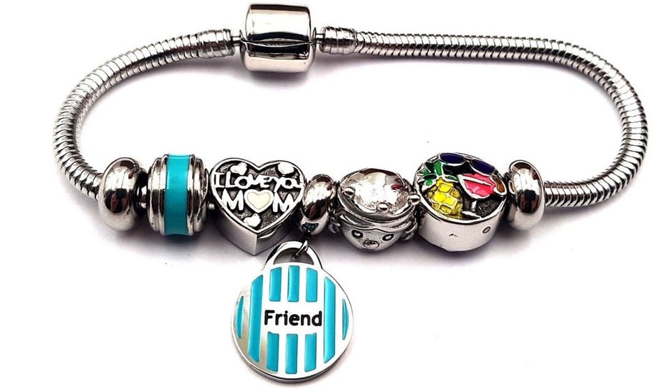 ​​​Welch Çelik I Love Mom Charm Bileklik