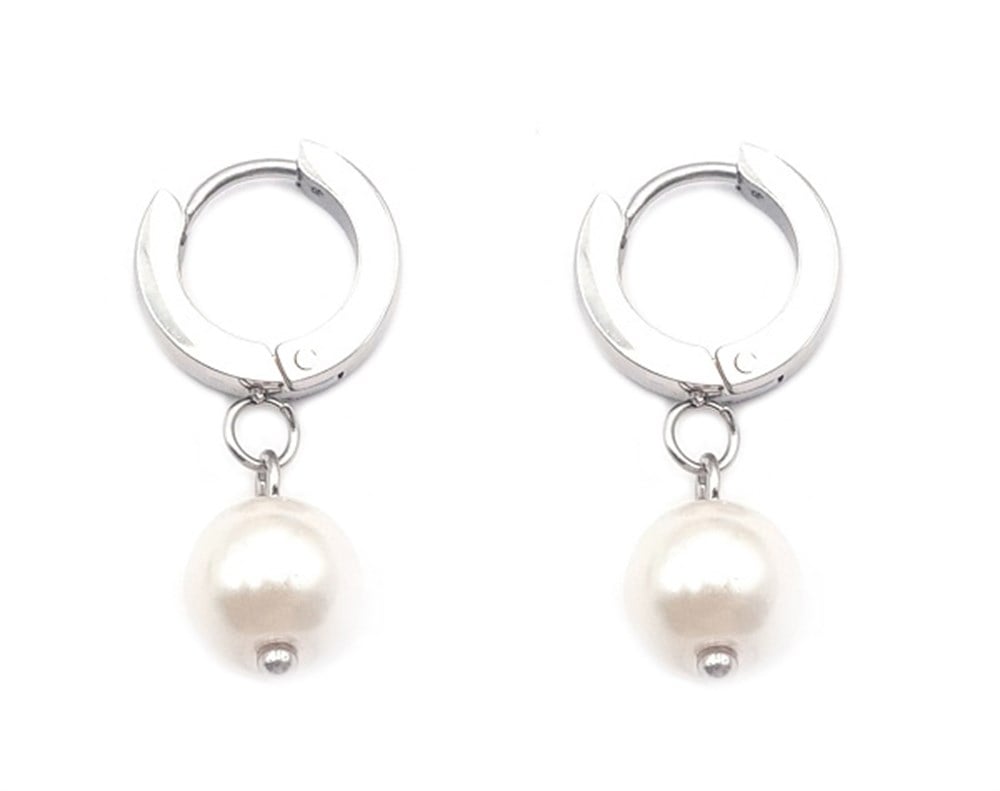 ​Welch Steel Pearl Hoop Earrings