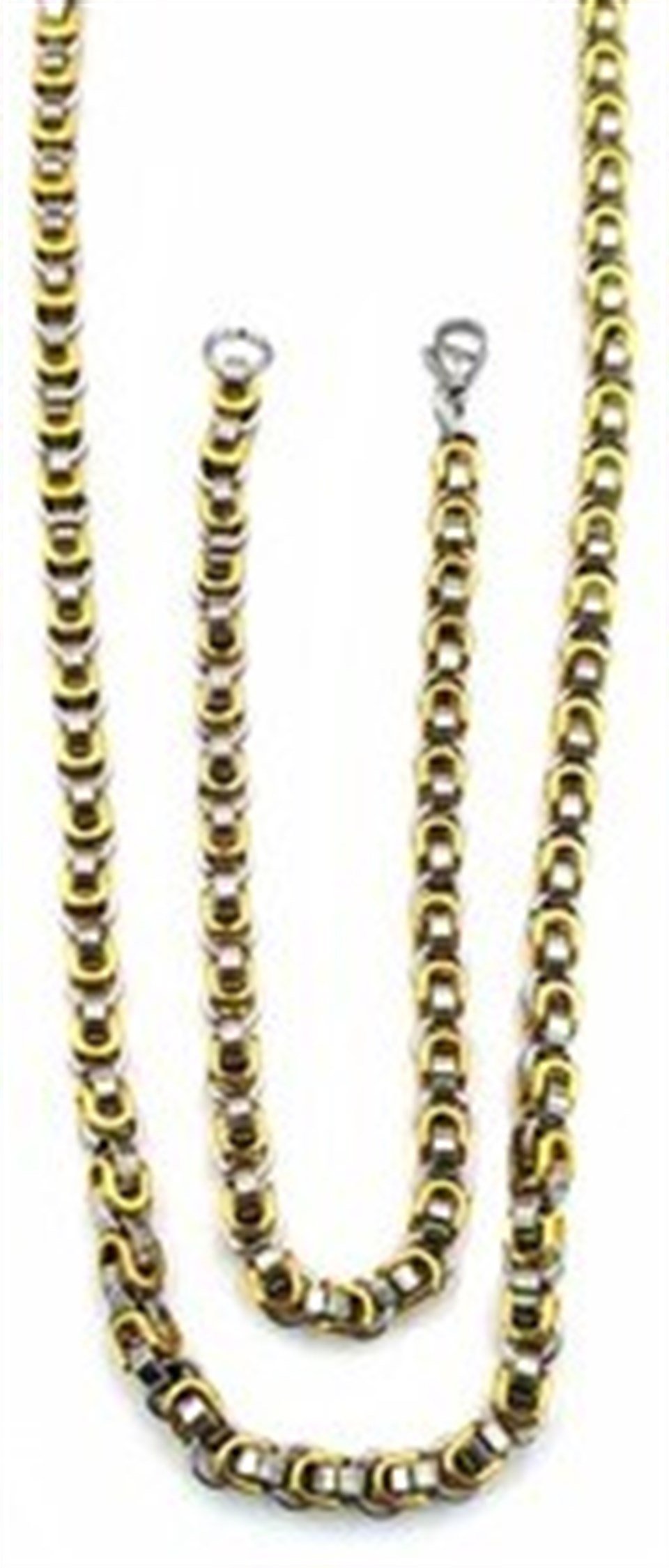 ​​​​​​​Welch Sarı Beyaz Erkek Çelik Kolye Bileklik Set
