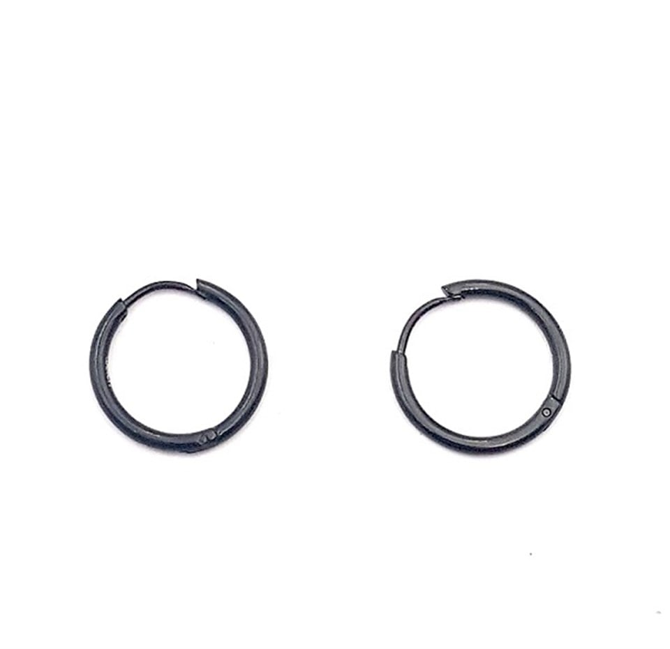 ​​​​​​​Welch Siyah 1.5 Cm Halka Çelik Küpe