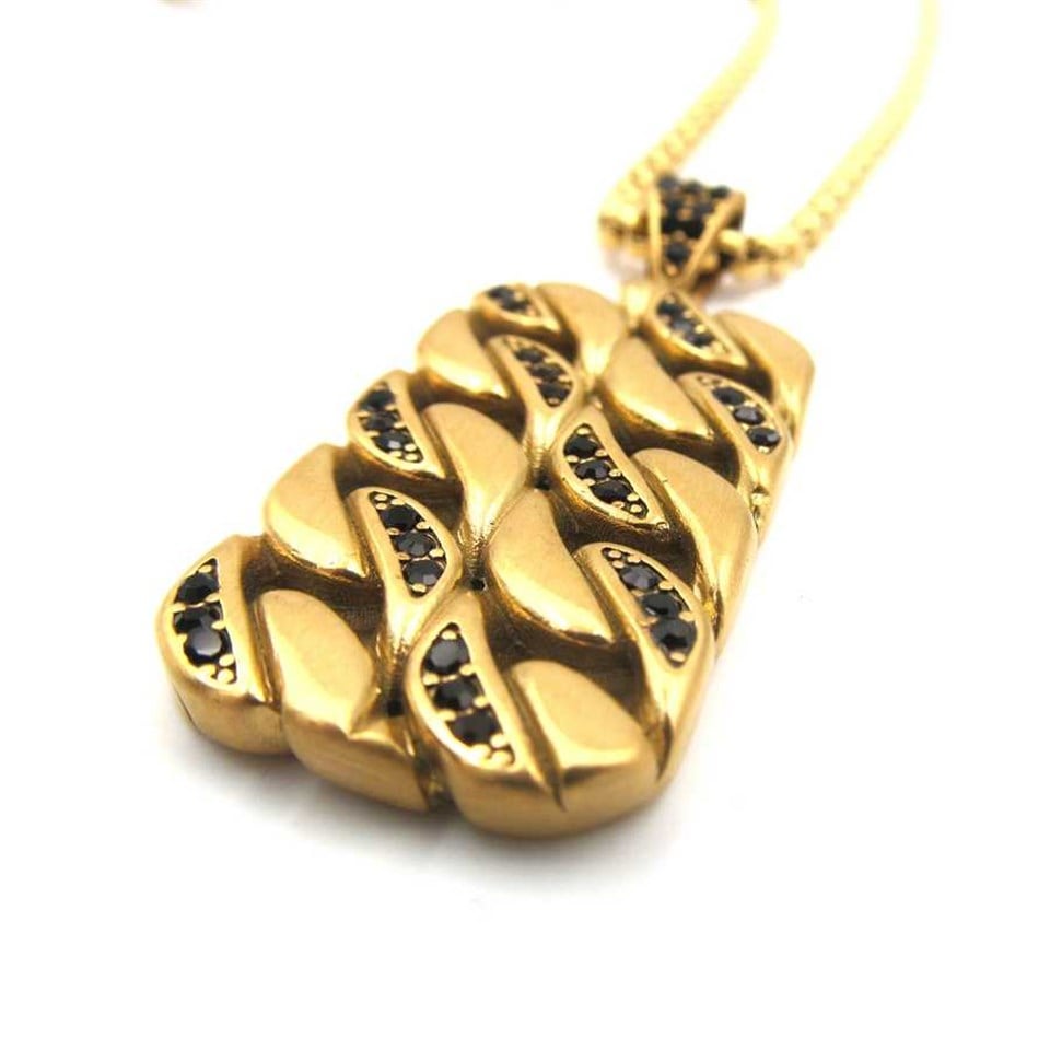 ​​Welch Taşlı Gold  Unisex Çelik Kolye