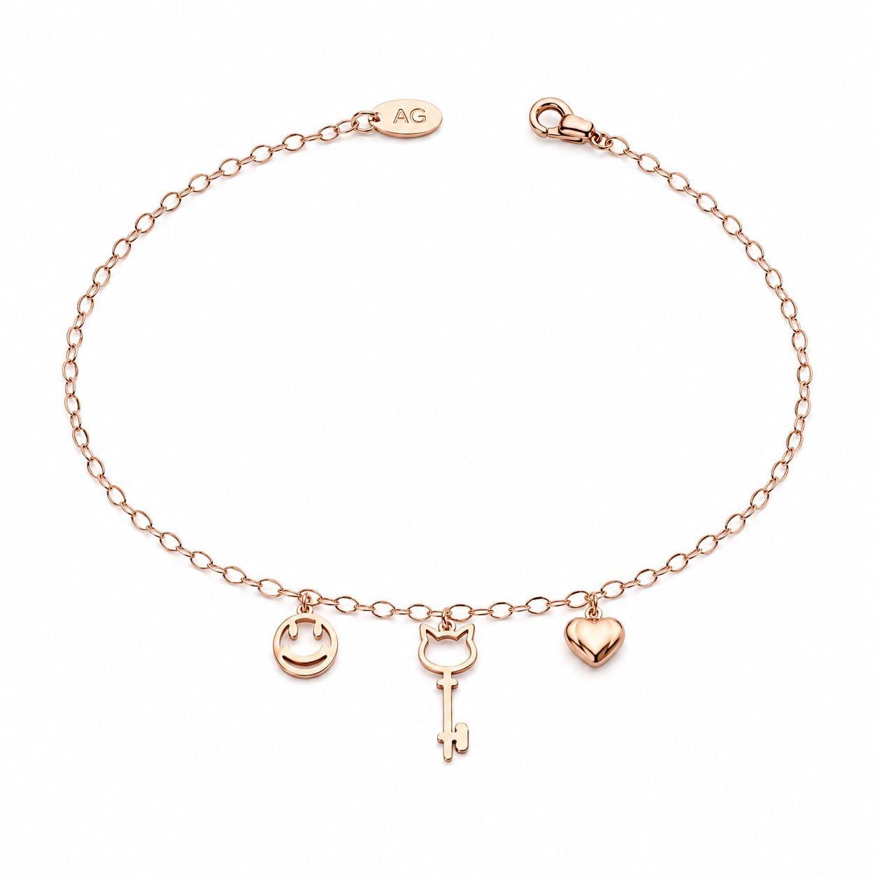 ​​​ Welch Rose Kalpli Anahtarlı Çelik Halhal Çelik Kadın Kolye, Bileklik, Küpe , Yüzük, Halhal  ve Piercing Modelleri- WELCH 