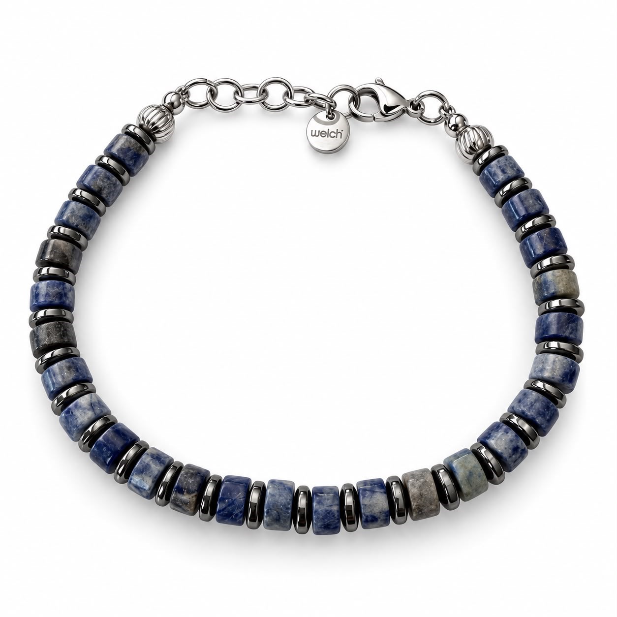 Welch Lapis Lazuli Hematite Doğal Taş Erkek Bileklik Lapis Lazuli ve Hematit Doğal Taş Erkek Bileklik ve Çelik Deri Bileklik Modelleri - WELCH 