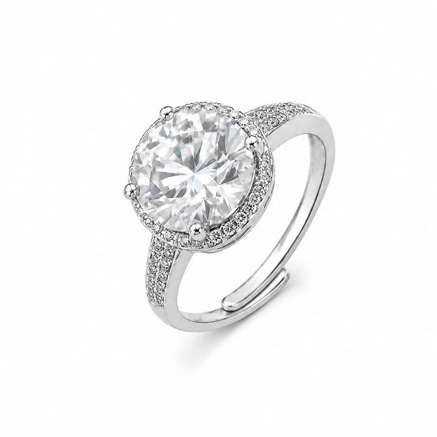 Moissanite Taşlı Işıltılı Gümüş Yüzük | Şık Kadın Gümüş Yüzük Welch Baget Taşlı Gümüş Yüzük 925 Ayar | Pırlanta Işıltılı Şık Kadın Yüzük - Welch 