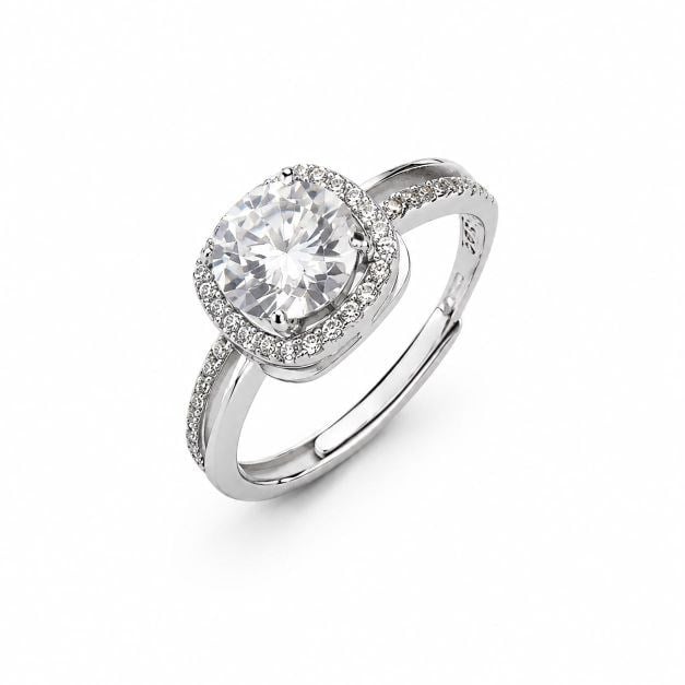 Moissanite Taşlı Işıltılı Gümüş Yüzük | Şık Kadın Gümüş Yüzük Welch Moissanite Taşlı Gümüş Yüzük 925 Ayar | Pırlanta Işıltılı Şık Kadın Yüzük - Welch 