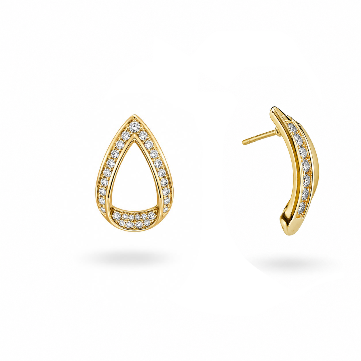 Welch Pavé Curve Gold Gümüş Küpe - 925 Ayar Gümüş Küpe Açık Halka 925 Ayar Gümüş Küpe ve Gümüş Küpe Modelleri | Welch 