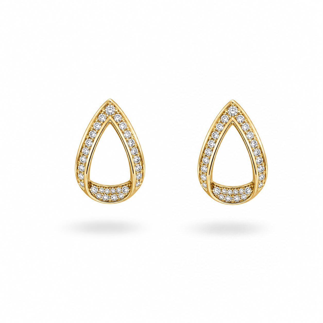 Welch Pavé Curve Gold Gümüş Küpe - 925 Ayar Gümüş Küpe Açık Halka 925 Ayar Gümüş Küpe ve Gümüş Küpe Modelleri | Welch 