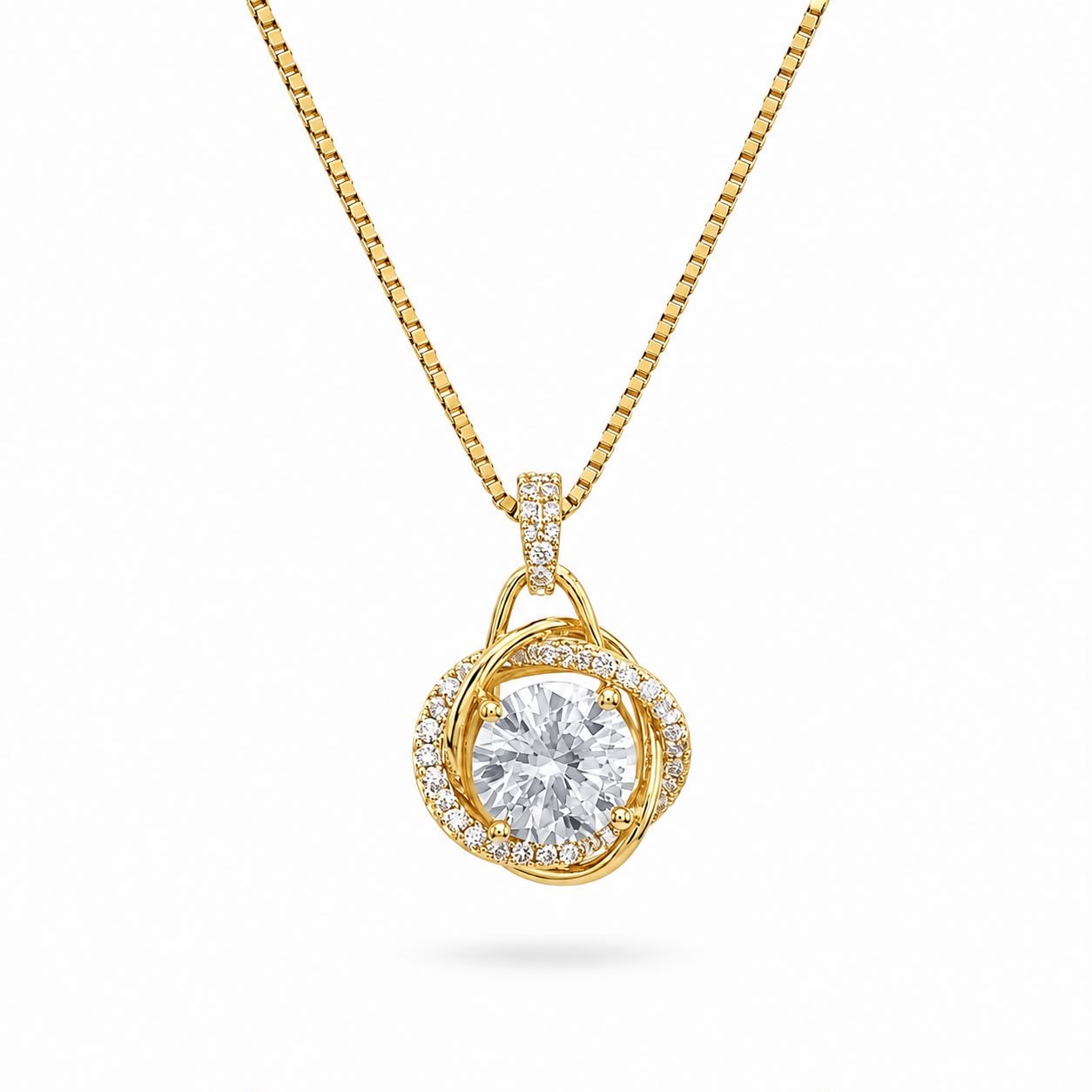 Welch Orbit Solitaire Gold Kolye - 925 Ayar Gümüş Taşlı Orbit Tektaş 925 Ayar Gümüş Kolye ve Gümüş Kolye Modelleri | WELCH 