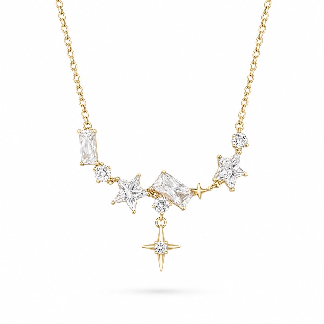 Welch Celestial Stars Gold Kolye - 925 Ayar Gümüş Taşlı Yıldızlı Celestial 925 Ayar Gümüş Kolye ve Gümüş Kolye Modelleri | WELCH 