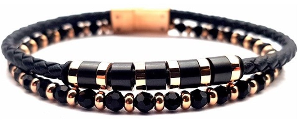 Welch Çelik Erkek Boncuklu Deri Bileklik