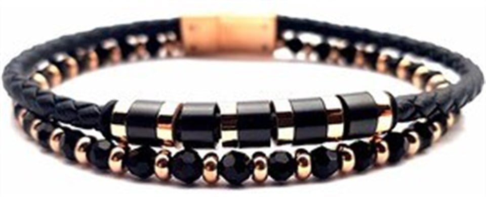 Welch Çelik Erkek Boncuklu Deri Bileklik