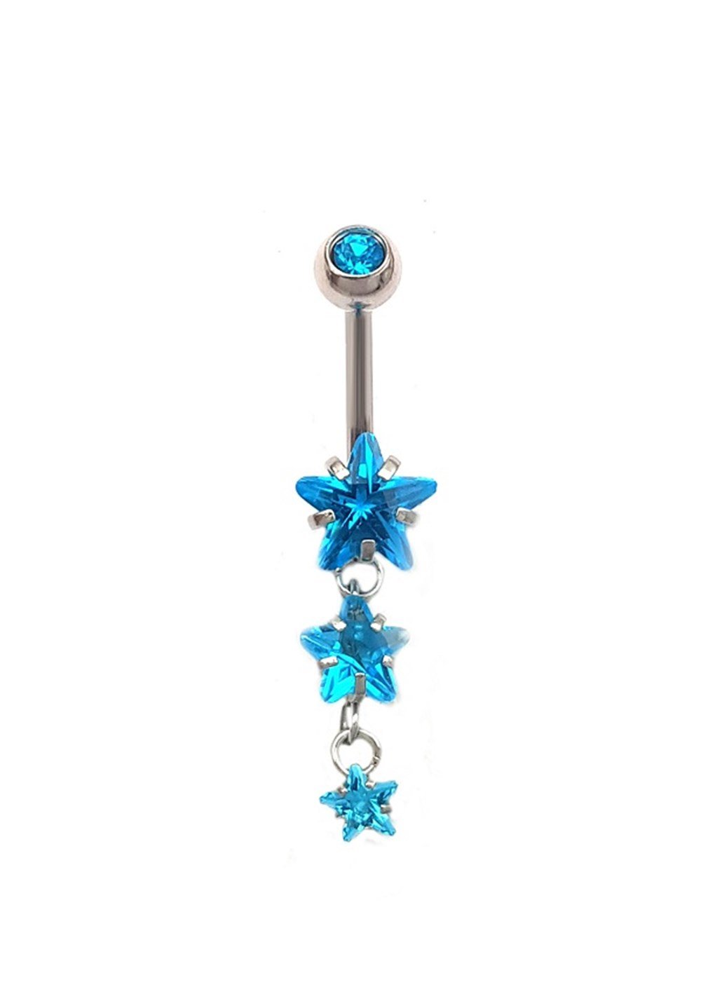 Welch Çelik Mavi Taşlı Yıldız Göbek Piercing