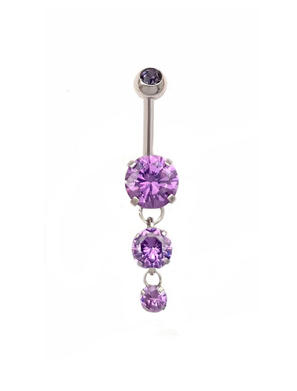 Welch Çelik Mor Taşlı Göbek Piercing