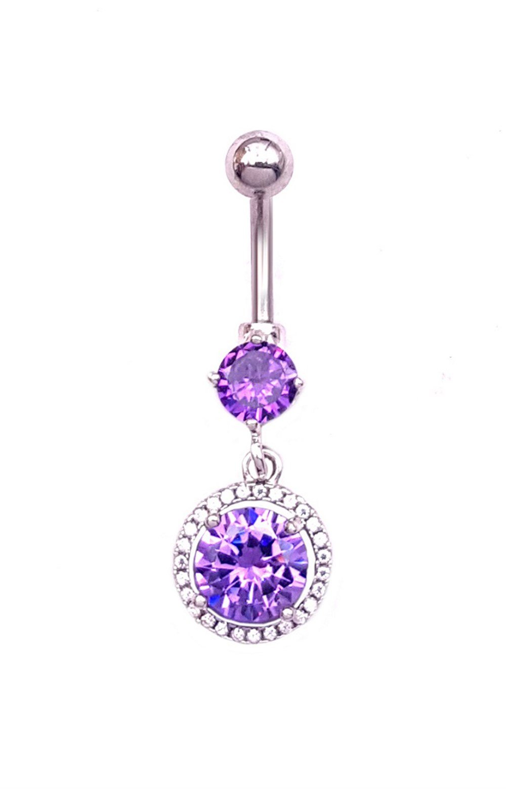 Welch Çelik Mor Taşlı Göbek Piercing