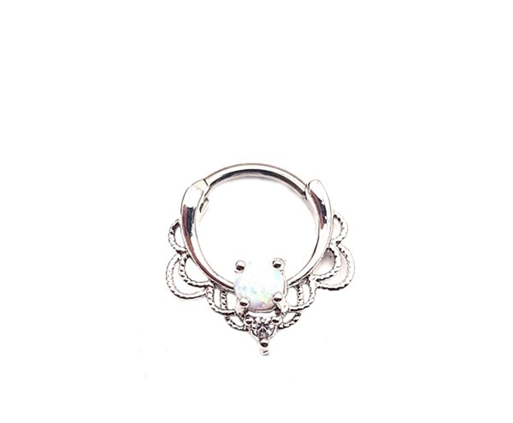 Welch Çelik Opal Taşlı Halka Burun Hızma Piercing