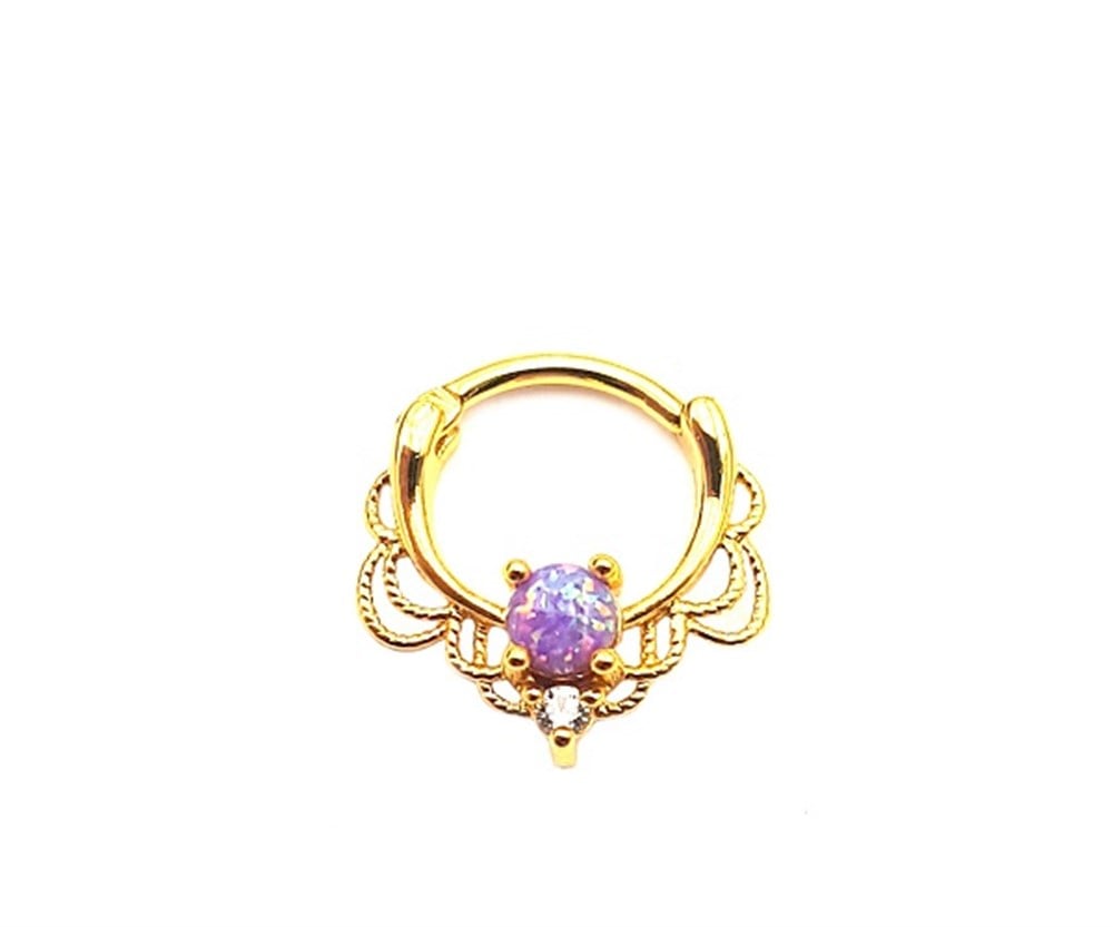 Welch Çelik Opal Taşlı Halka Burun Hızma Piercing