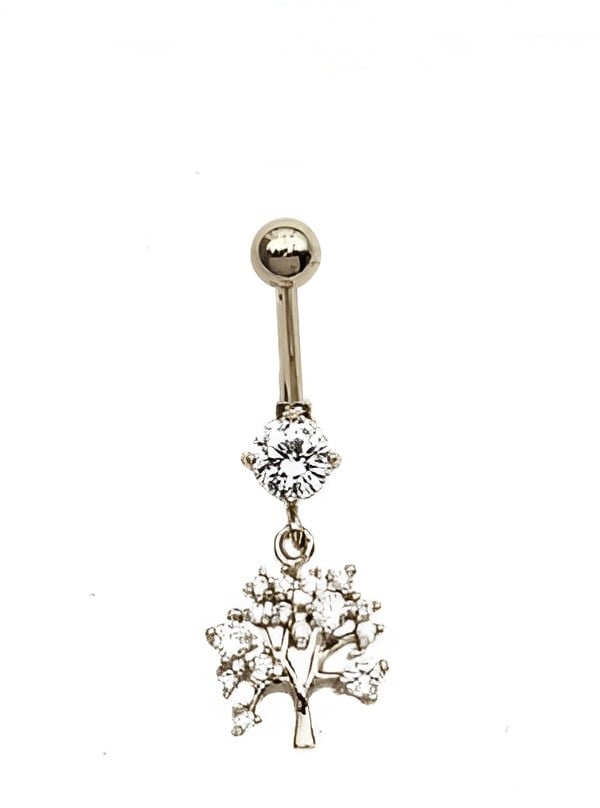 Welch Çelik Taşlı Sallantılı Göbek Ağaç Piercing Welch Çelik Piercing Modelleri - WELCH 